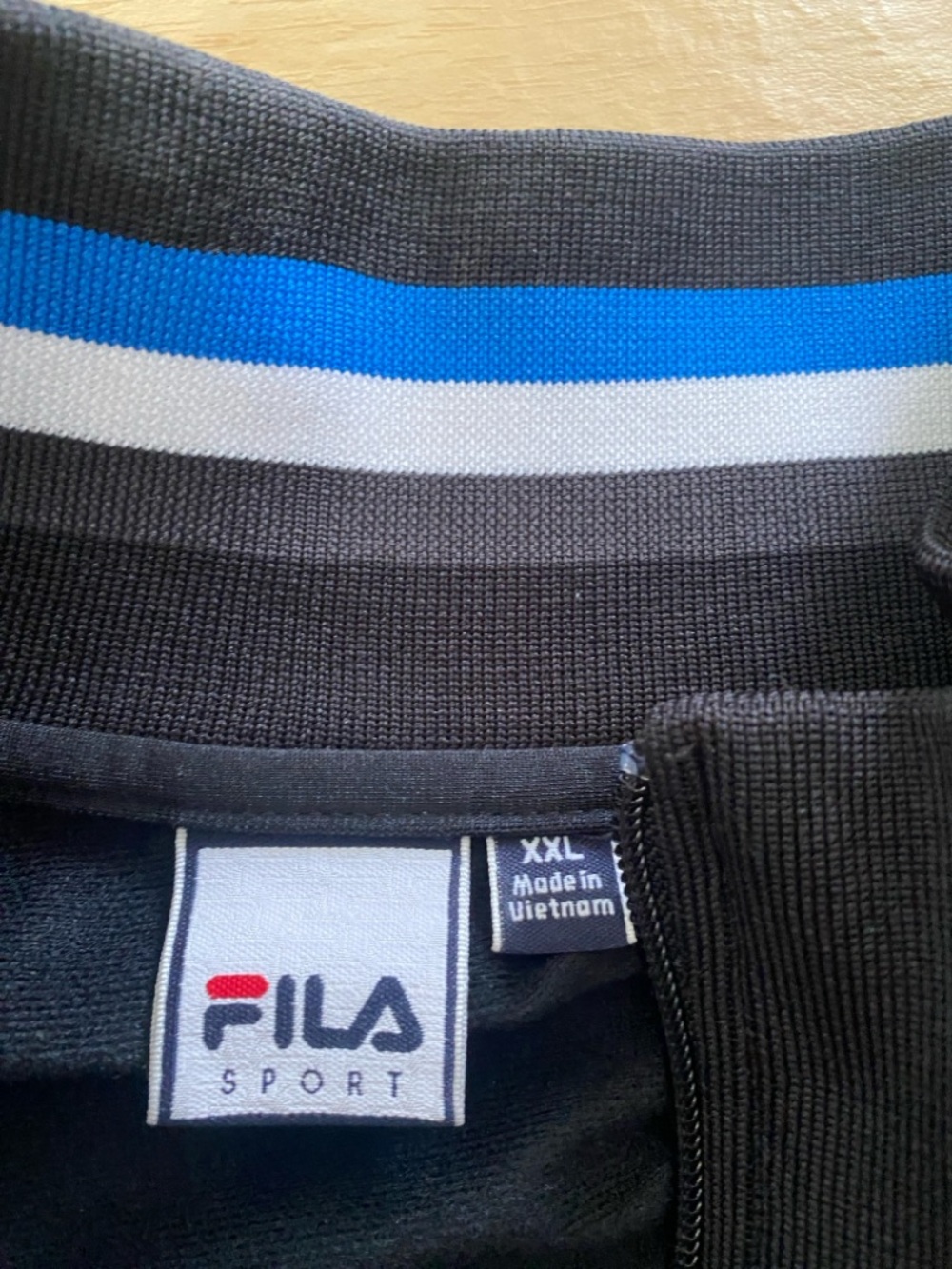 FILA VINTAGE  Black Track Jacket with Blue Trim ITALIA 🇮🇹 - Picture 8 of 16
